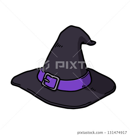 For Halloween / Classic witch's pointed hat with purple belt [with outline] 131474917