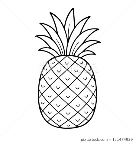 Pineapple line art illustration. Healthy vegan food concept Pineapple line art illustration. Healthy vegan food concept 131474929