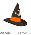 For Halloween / A gorgeous witch's pointed hat with a moon and star pattern [No main lines] 131475069