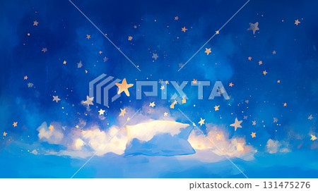 童話般的星空下白色枕頭的抽像水彩畫 131475276
