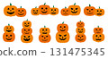 南瓜南瓜萬聖節重疊組合套裝向量 131475345