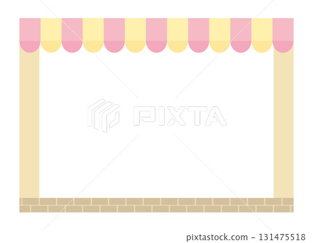 簡單可愛的粉紅色和黃色商店帳篷框架 131475518