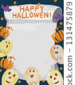 Cute hand-drawn Halloween frame vector illustration material. Perfect for posters, flyers, and direct mail. Colorful and fun. 131475879