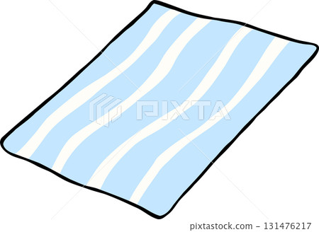 Illustration of Blue Striped Cloth Beach Towel Hand Drawn Illustration of Blue Striped Cloth Beach Towel Hand Drawn 131476217