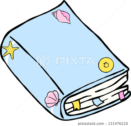 Summer Reading Closed Book with Seashell Illustration Hand Drawn Summer Reading Closed Book with Seashell Illustration Hand Drawn 131476228