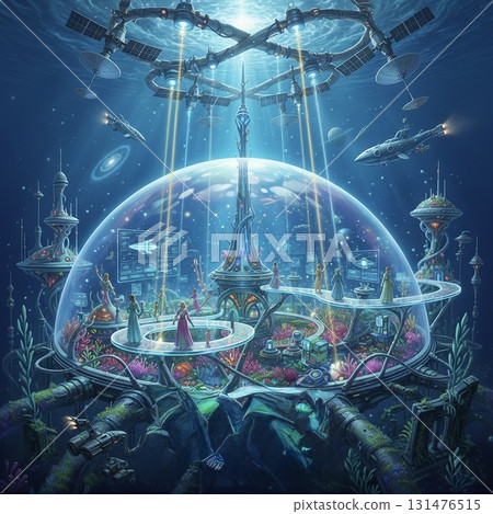 A futuristic underwater cityscape 131476515