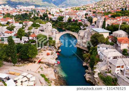 Single-arch bridge connects parts of city of Mostar 131476525
