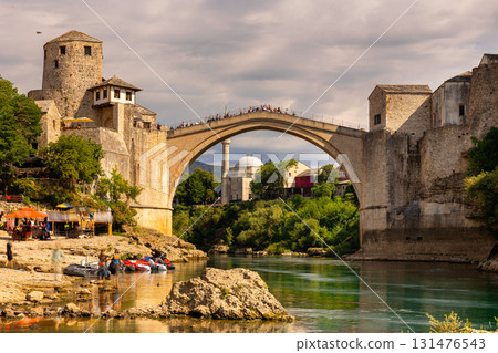Single-arch bridge connects parts of city of Mostar Single-arch bridge connects parts of city of Mostar 131476543