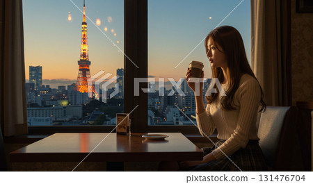 人工智慧生成的女性輪廓和夜間霓虹燈的圖像 131476704