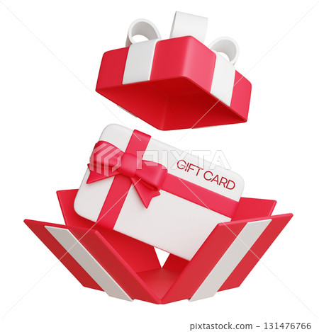 Gift card in Red box 3D graphic Gift card in Red box 3D graphic 131476766