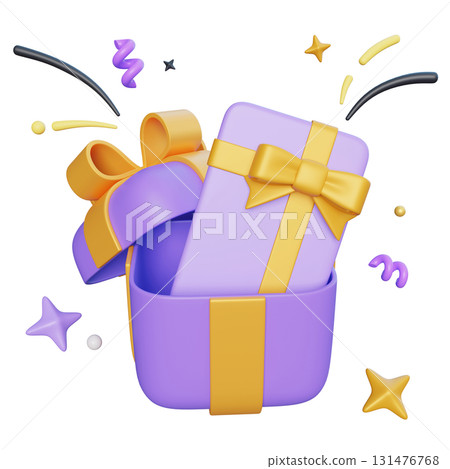 Gift card in Purple box 3D graphic 131476768