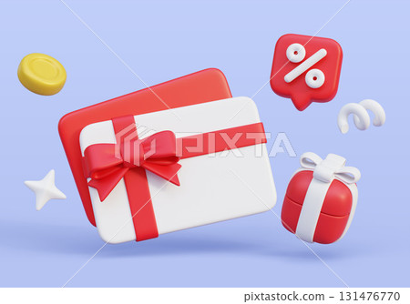 Gift card and Present Box 3D graphic Gift card and Present Box 3D graphic 131476770