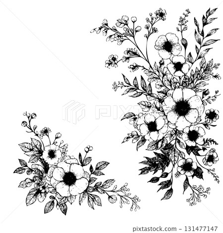 Beautiful flower arrangement with a white background 131477147