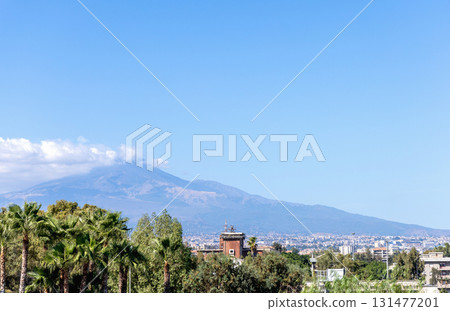Scenic landscape with Etna volcano in Sicily Scenic landscape with Etna volcano in Sicily 131477201