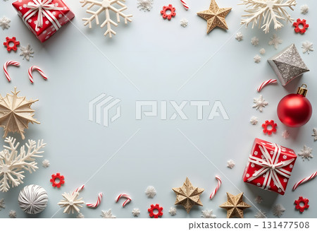 Gray Background with a Christmas Ornament Frame Gray Background with a Christmas Ornament Frame 131477508