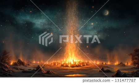 火焰衝向夜空的夢幻儀式 131477787