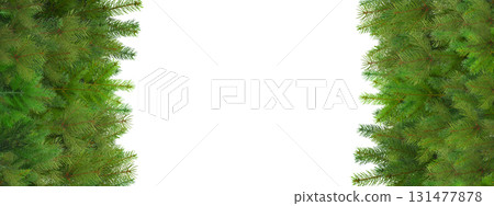 Pine branches make a great holiday border, isolated, PNG 131477878