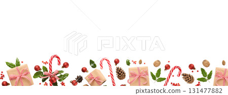 Colorful Christmas gifts and candy canes, isolated, PNG Colorful Christmas gifts and candy canes, isolated, PNG 131477882