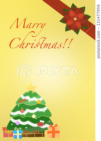 Christmas card (poinsettia, Christmas tree, present) Christmas card (poinsettia, Christmas tree, present) 131477959