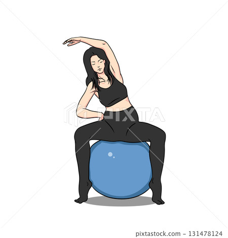 Pregnant girl  sitting on fitball 131478124