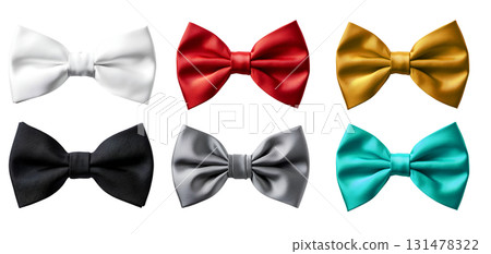 Bow ties bow ties of solid colours. Many assorted different range of colours isolated on transparent background cutout. PNG file. Mockup template for artwork graphic Bow ties bow ties of solid colours. Many assorted different range of colours isolated on transparent background cutout. PNG file. Mockup template for artwork graphic 131478322