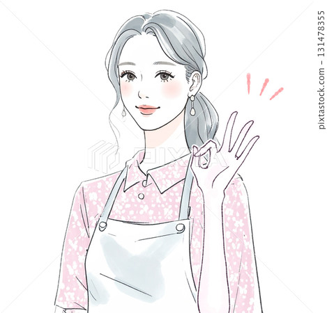 穿著圍裙的女人/女孩的水彩/手繪插圖素材 穿著圍裙的女人/女孩的水彩/手繪插圖素材 131478355