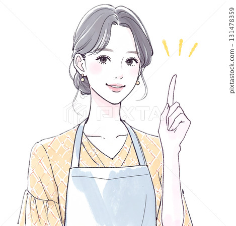 穿著圍裙的女人/女孩的水彩/手繪插圖素材 穿著圍裙的女人/女孩的水彩/手繪插圖素材 131478359
