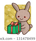 Rabbit holding a gift 131478499