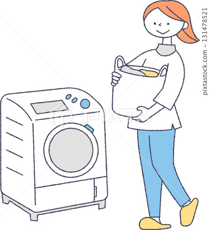 Woman doing laundry 131478521