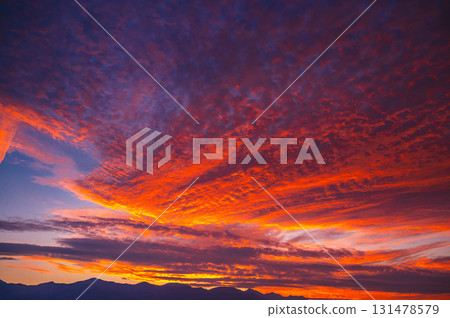 Beautiful sunset sky and mountain scenery 131478579