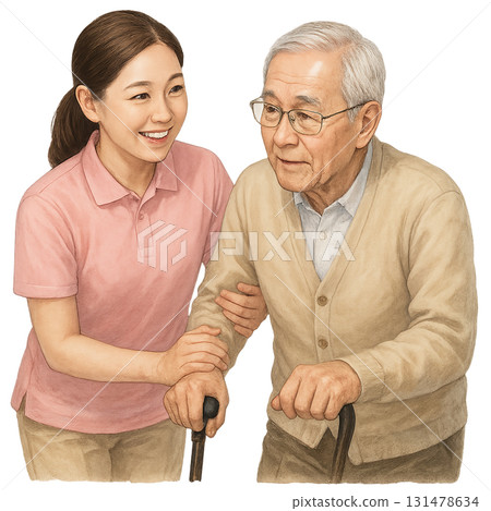 女性護理人員照顧老人 131478634