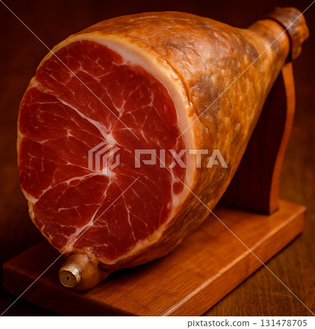 Cross section of a log-cut prosciutto 131478705