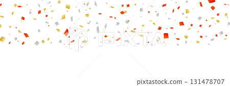 Confetti horizontal background metallic red gold silver 131478707