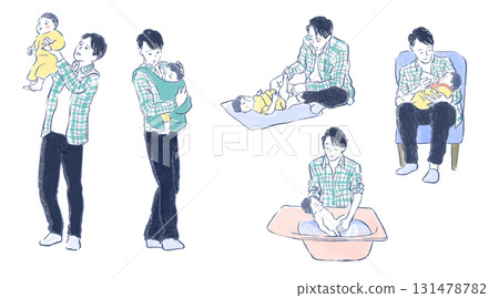 照顧孩子的男性：洗澡、換尿布、散步、安撫、哺乳 131478782