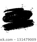 High resolution black grunge brush stroke texture on a clean white background. Perfect for design elements, banners, overlays, artistic effects, or abstract backgrounds. 131479009
