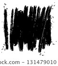 High resolution black grunge brush stroke texture on a clean white background. Perfect for design elements, banners, overlays, artistic effects, or abstract backgrounds. 131479010