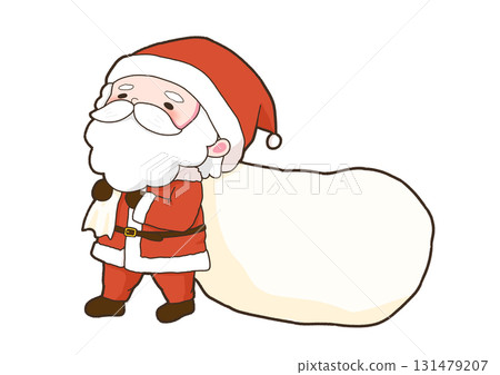 Santa Claus walking with a bag of gifts 131479207