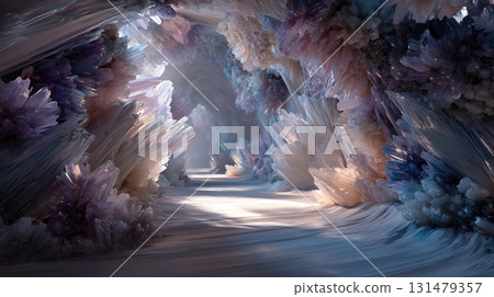 A fantastical crystal cave filled with sparkling crystals 131479357