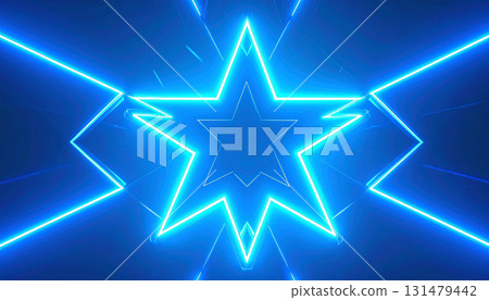 藍色霓虹星符號背景 131479442