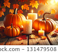 Colorful pumpkins and candles 131479508