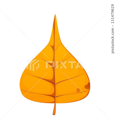 Happy Thanksgiving Day autumn or fall season leaf, cartoon vector icon. Birch or aspen and poplar or lem tree yellow leaf symbol of autumn harvest season for Thanksgiving holiday greeting 131479629