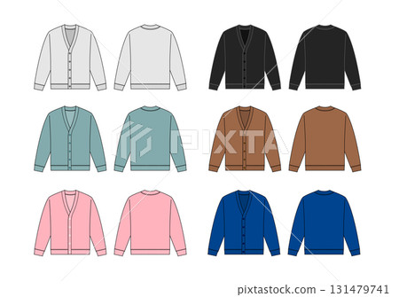 針織開襟衫向量模板插圖 針織開襟衫向量模板插圖 131479741
