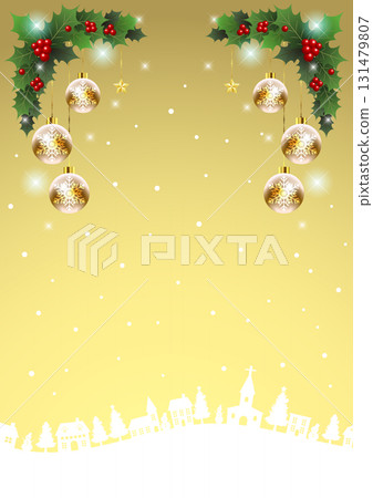 聖誕節背景 25，插圖，可愛，垂直，金色，裝飾，城市景觀 131479807