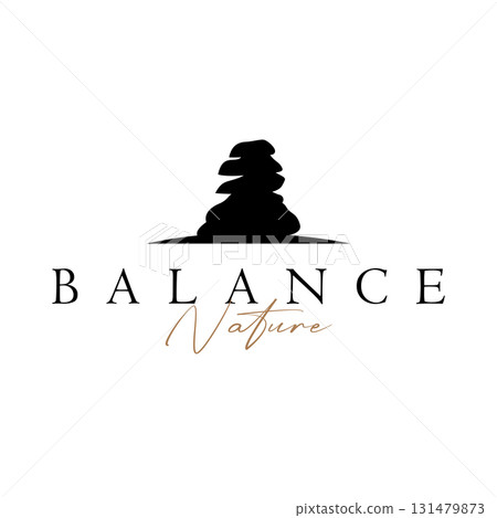 stone logo design natural river rock with symbol of balance relaxation and tranquility icon template design 131479873