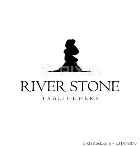 stone logo design natural river rock with symbol of balance relaxation and tranquility icon template design 131479876