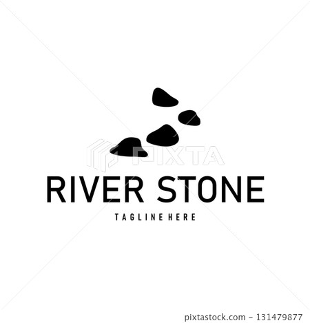 stone logo design natural river rock with symbol of balance relaxation and tranquility icon template design 131479877