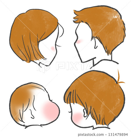 從後面以一定角度看到的臉頰 131479894