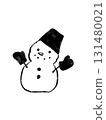 Monochrome illustration of a snowman 131480021