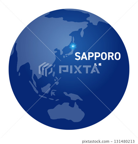 顯示札幌位置的世界地圖 顯示札幌位置的世界地圖 131480213