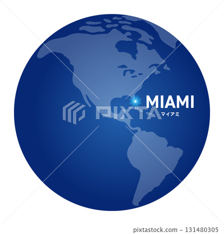 世界地圖上的地球儀顯示了邁阿密的位置 世界地圖上的地球儀顯示了邁阿密的位置 131480305
